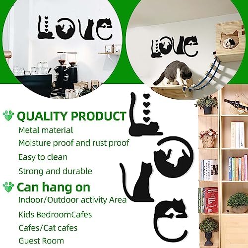 8Pcs Black Metal Cat Wall Art Set
