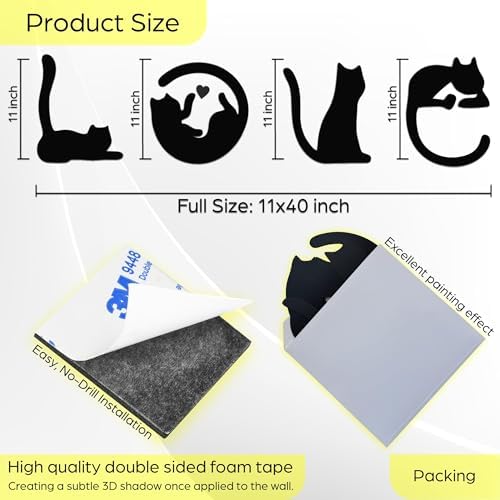 4pcs Black Cat Wall Art Love Theme Set