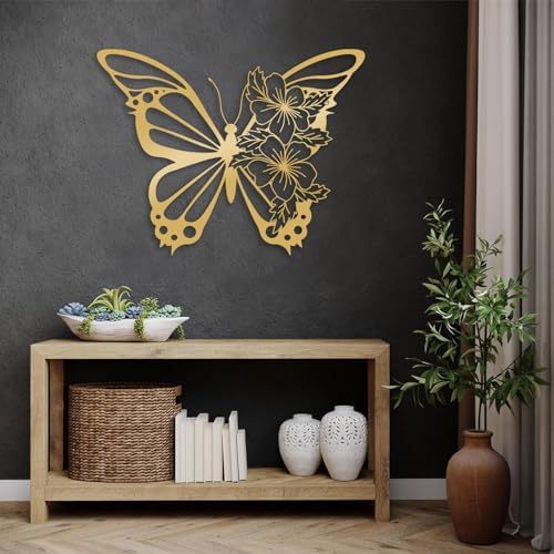 Idadey Metal Butterfly Wall Art Modern Cut Floral Design