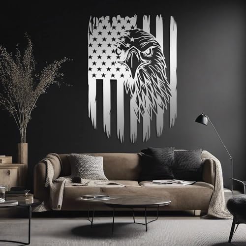American Flag Eagle Metal Wall Art 24x35 Gold