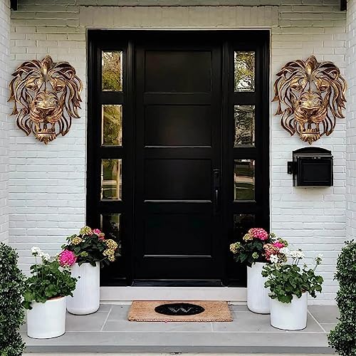 LIZBEL Gold Lion Head Wall Mounted Art Sculpture