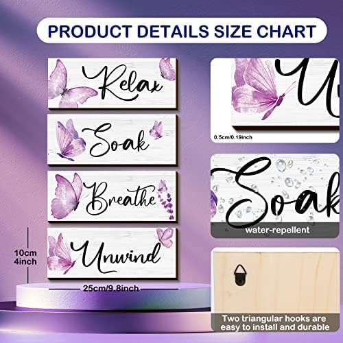 Weysat 4 Pcs Purple Butterfly Wall Art Decor