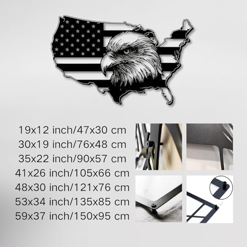 Trpiox Large Metal Eagle Wall Decor with American Flag