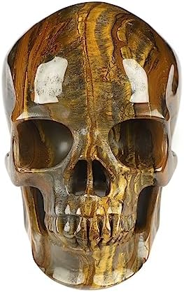 Skullis Tiger Iron Eye Crystal Skull Sculpture