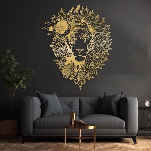 Lion Head Wall Decor Silver 35x41 Metal Artwork