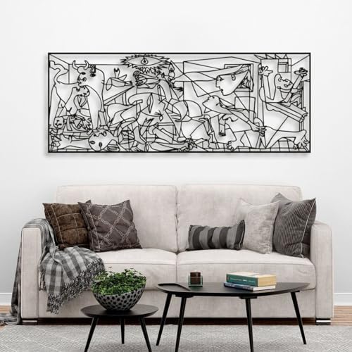 Fayholy Large Abstract Picasso Guernica Metal Wall Art - Gold 59x23 Inches