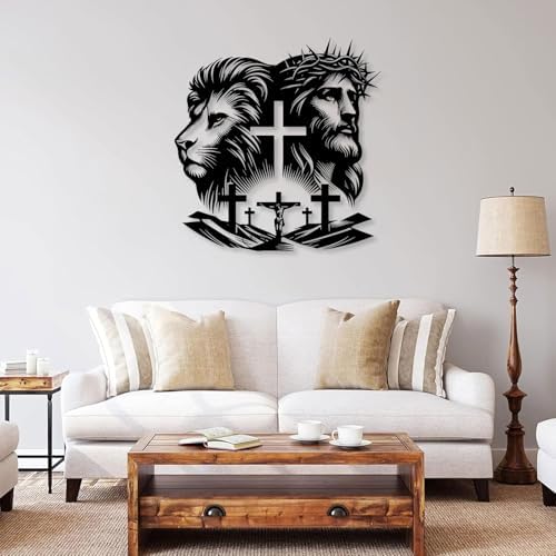 Haass Jesus and Lion Metal Wall Decor 19x18in
