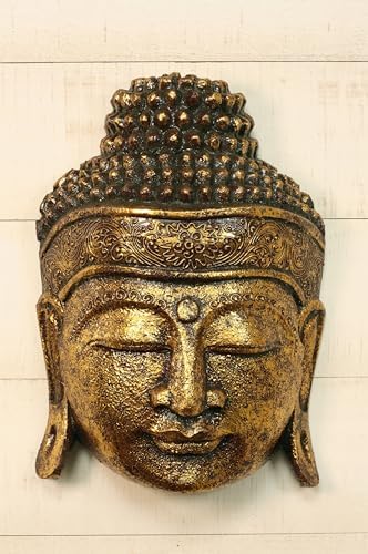 12 Inch Golden Buddha Head Statue Wall Decor