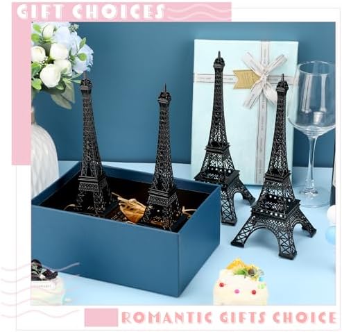 Therwen 4 Pcs Eiffel Tower Metal Statue Decor Set