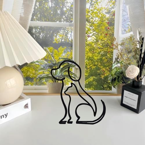Minimalist Dog and Cat Wall Sculpture Art