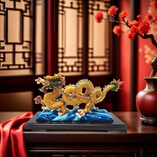 FUNSXBUG 11 Inch Chinese Feng Shui Dragon Statue