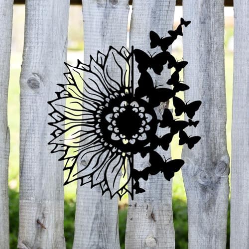 Sunflower Butterfly Wall Art - Metal Decor for Home