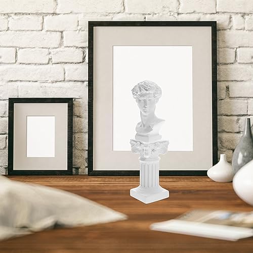 White David Head Statue Resin Roman Column Decor Statue