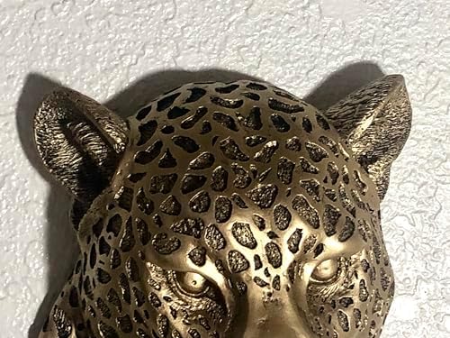 Decorative Jaguar Head Wall Sculpture with Gold Finish