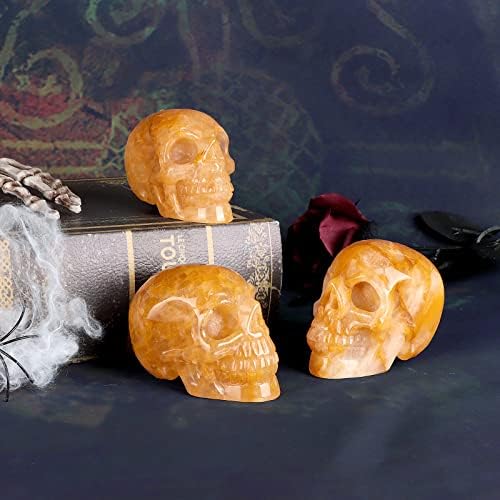 30 Inch Citrine Crystal Skull Statue Decor