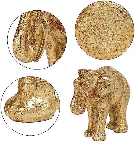 Guichifun Gold Resin Elephant Statue Home Decor