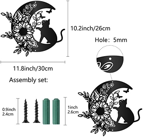 CREATCABIN Black Cat Moon Wall Sculpture