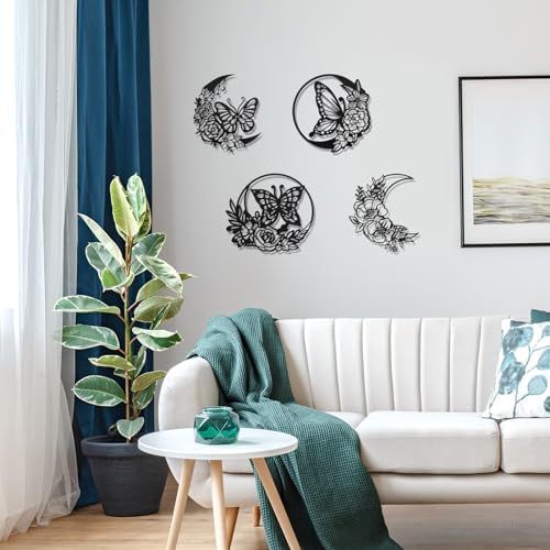 Photect 4 Pcs Butterfly Metal Wall Decor