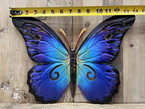 12-inch Blue Metal Butterfly Wall Art Decor