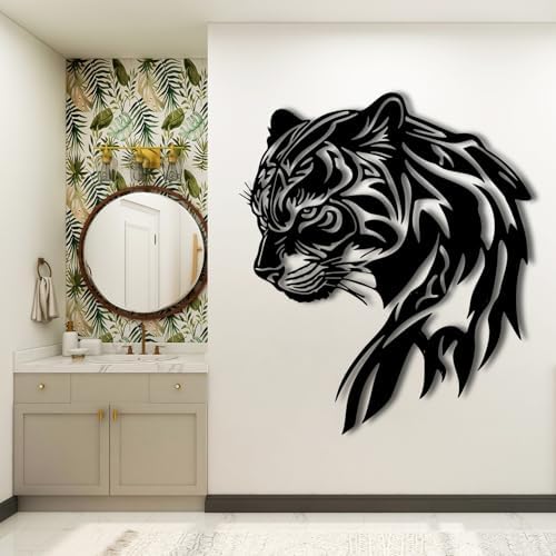 Black Leopard Head Metal Wall Art 47x40cm