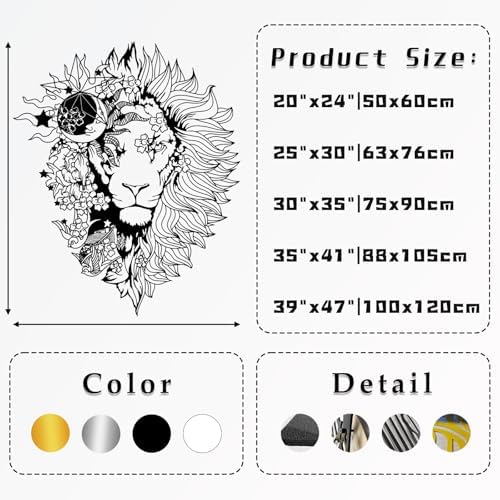 Lion Head Wall Decor Silver 35x41 Metal Artwork