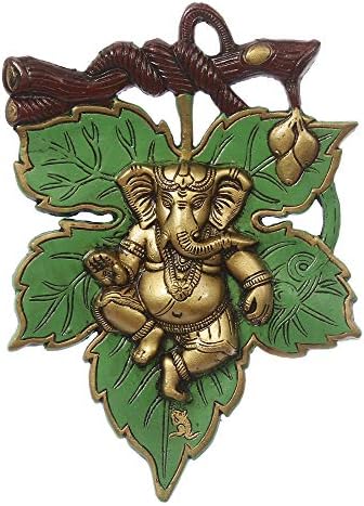 Dancing Golden Lord Ganesha Metal Wall Hanging Decor