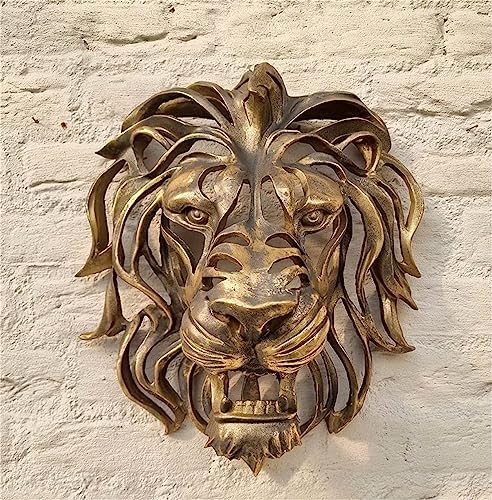 LIZBEL Gold Lion Head Wall Mounted Art Sculpture