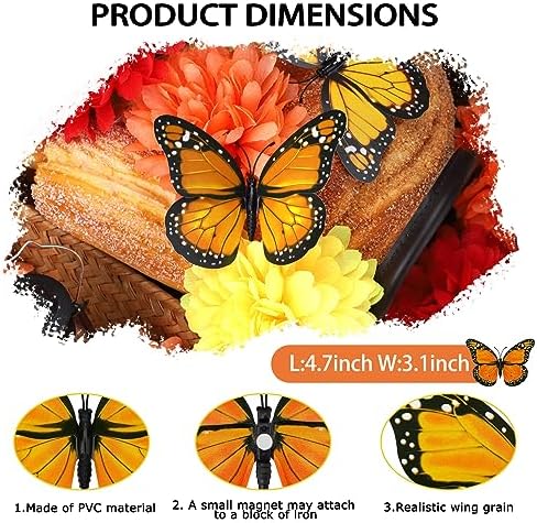 Hommtina 40 Pcs Orange-Yellow Monarch Butterfly Wall Decor