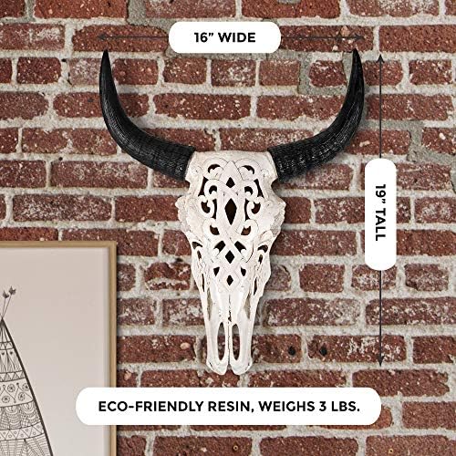 Wallcharmers Cow Skull Wall Decor 19 Inch Handmade Resin Sculpture