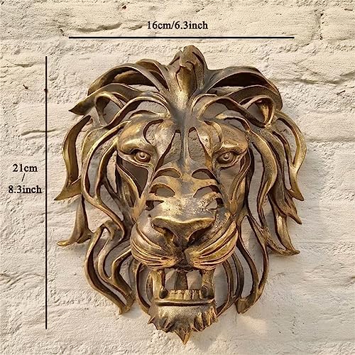 LIZBEL Gold Lion Head Wall Mounted Art Sculpture