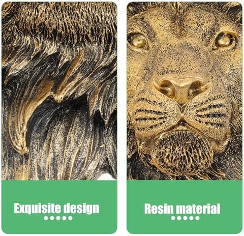 Lion Head Wall Decor Resin Statue Bronze Wall Hanging Sculpture
