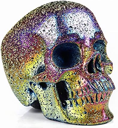 Skullis Rainbow Aura Hot Lava Crystal Skull Statue