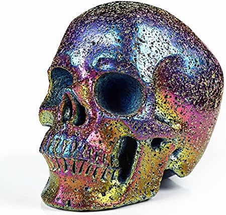 Skullis Rainbow Aura Hot Lava Crystal Skull Statue