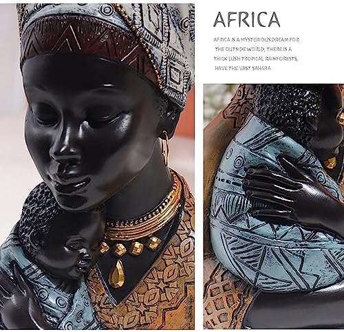 African Mother and Child Decor Statues for Home