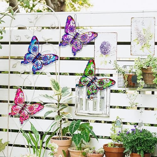 Pipilily 4 Piece Metal Butterfly Wall Art Decor
