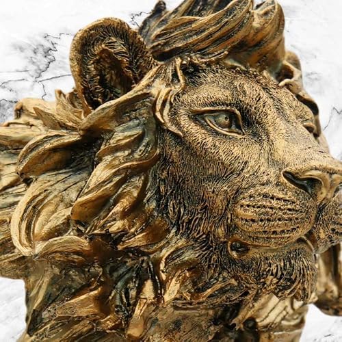 CUZOKOLA Large Golden Lion Head Statue Collectible Home Decor