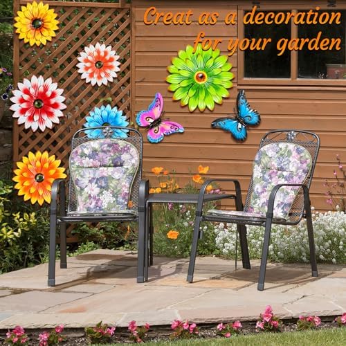 Gisafai 10 Pcs Metal Flowers Wall Art Outdoor Decor