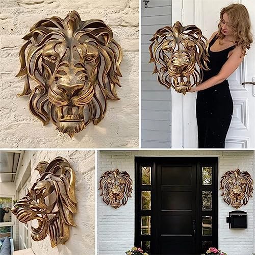 LIZBEL Gold Lion Head Wall Mounted Art Sculpture