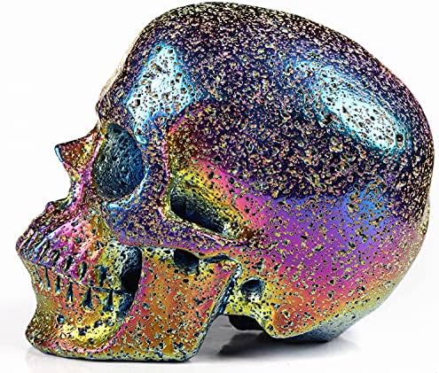 Skullis Rainbow Aura Hot Lava Crystal Skull Statue