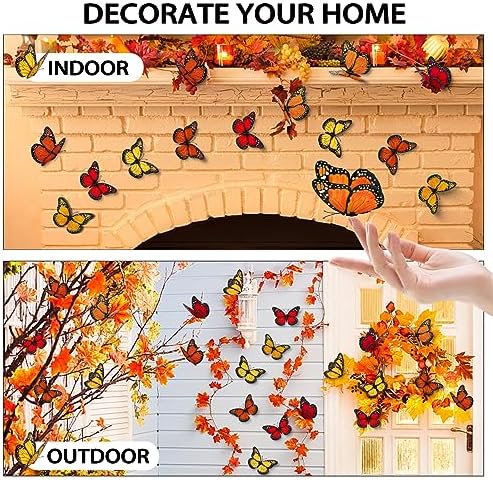 Hommtina 40 Pcs Orange-Yellow Monarch Butterfly Wall Decor